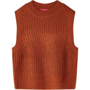 vidaXL - Kinderspencer - gebreid - 104 - cognackleurig
