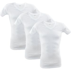 3 stuks SQOTTON V-hals T-shirt - Wit - Maat XL