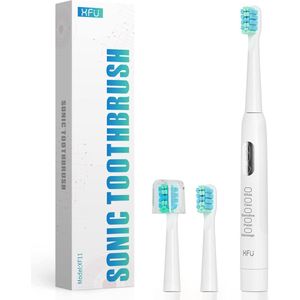 Namajunas - Elektrische Tandenborstel - Opzetborstels - Sonic elektrische tandenborstel op batterijen voor volwassenen en kinderen - 3 Dupont-opzetborstels - Ingebouwde 2-minuten timer - Wit