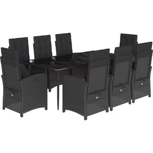 vidaXL - 9-delige - Tuinset - poly - rattan - zwart