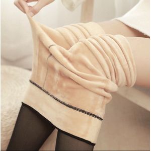 Fleece panty - Gevoerde Panty - Warme Thermo Panty - Tiktok - Beige - Winter - Transparant Zwart - L/XL