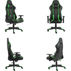 vidaXL Gamestoel draaibaar PVC groen - Gamingstoel - Gamingstoelen - Racingstoel - Racingstoelen