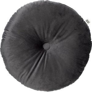 Dutch Decor - OLLY - Sierkussen rond velvet Ø40 cm - Charcoal Gray - antraciet