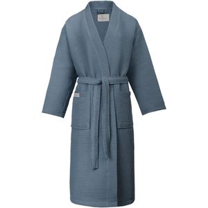 Linden&Green- Unisex Sauna Badjas - 100% Katoen Wafel Badjas - M - Blauw - Katoen wafel - Kimono - Wafel Badjas dames - Wafel Badjas heren - Badjas dames en heren