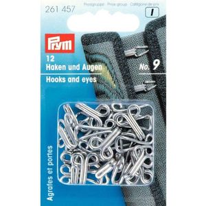 Prym - 12 stuks haken en ogen no. 9 - zilverkleur - haakjes