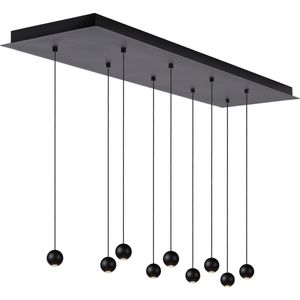 Atmooz - Hanglamp Balls 9 - zwart - rechthoek - Industrieel - Woonkamer / Slaapkamer / Eetkamer - Plafondlamp - Hoogte 140cm - Metaal
