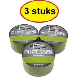 IT'z Duct Tape 36- Neon Groen 3 stuks  48 mm x 10m  |  tape - plakband - ducktape - ductape