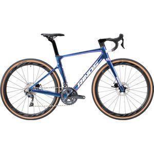 Rinos Sandmen 5.0 Carbon Gravel bike, met SHIMANO Ultegra R8000, 22 versnellingen en schijfremmen, lichte fiets voor dames en heren, 700 x 40C, Kameleon Blauw - Paars 56 cm