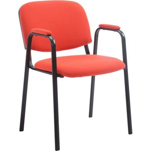 Bezoekersstoel - Eetkamerstoel - Gerolt - Rode stof - zwart frame - comfortabel - modern design - set van 1 - Zithoogte 47 cm - Deluxe