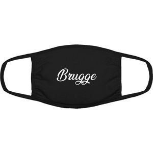 Brugge mondkapje | gezichtsmasker | bescherming | bedrukt | logo | Zwart mondmasker van katoen, uitwasbaar & herbruikbaar. Geschikt voor OV