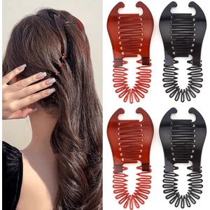 4 stuks plastic bananenhaarclips, flexibele haarbananengrepen paardenstaarthouder haarkam haaraccessoires, antislip visstaart haarklemkamklauw paardenstaarthouder haaraccessoires, voor vrouwen, meisjes, feesten