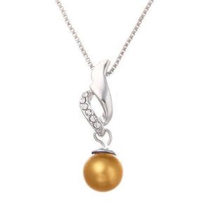 Fashionidea - Mooie zilverkleurige ketting met gele parel de Necklace Pearl Yellow