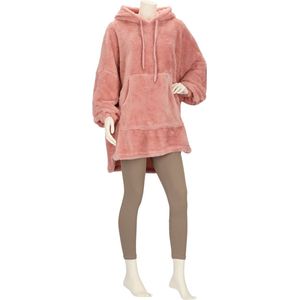 Apollo - Oversized Hoodie Dames - Roze - Effen - One Size - Hoodie dames - Hoodie deken