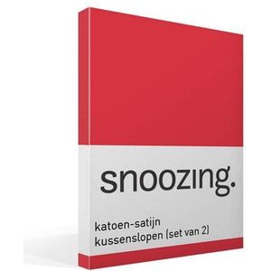 Snoozing - Katoen-satijn - Kussenslopen - Set van 2 - 60x70 cm - Rood