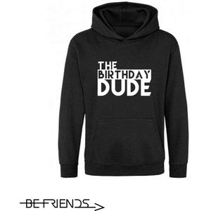 Be Friends Hoodie - Birthday dude - Kinderen - Zwart - Maat 1-2 jaar