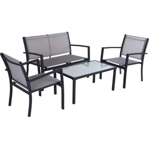 compleet tuinmeubel set- glazen tafel + bank en 2 stoelen- tuin set