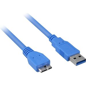 Sharkoon micro USB3.0 1m Mannelijk Mannelijk Blauw USB-kabel