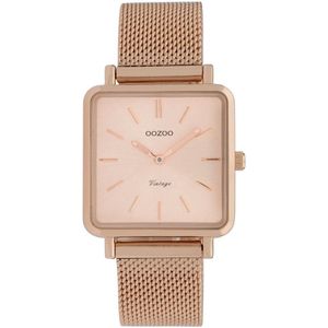 OOZOO Vintage series - rosé goudkleurige horloge met rosé goudkleurige metalen mesh armband - C9847 - Ø28