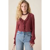 Sissy-Boy - Donkerrode Blouse - Ruffle Details
