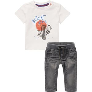 Noppies - Kledingset - 2delig - Jeans Navoi grijs - Shirt Totenes White Sand - Maat 68