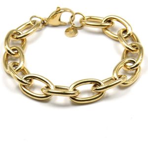 Armband Anchor Chain Goud | 18 karaat gouden plating | Staal | Schakelarmband - 20 cm verstelbaar | Buddha Ibiza