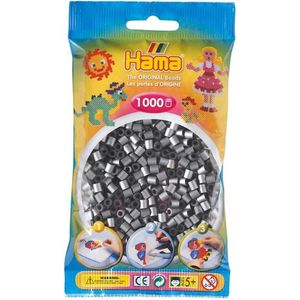 Hama midi ZILVER (glanzend grijs), zakje met 1.000 stuks normale strijkparels (creatief knutselen met kralen / feestdagen cadeau idee voor kinderen)