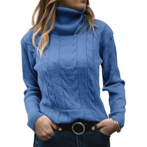 Dames Coltrui Coltrui Kabelgebreid Lange Mouwen Zachte Casual Jumper