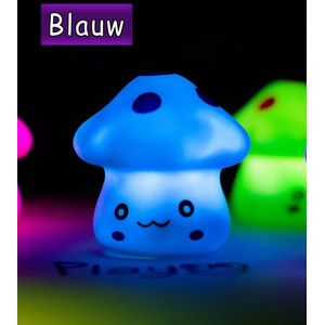 Kawaii - Schattig Paddenstoel Nachtlampje - Blauw (RGB)