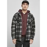 Urban Classics - Plaid Teddy Lined Shirt Jacket - 2XL - Zwart/Wit