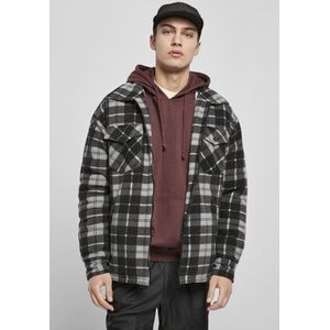 Urban Classics Jacket -5XL- Plaid Teddy Lined Shirt Zwart/Wit