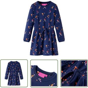 vidaXL Meisjesjurk - Kinderjurk - Kinderjurkje 128 marineblauw - Blauwe Jurk - Zomerjurk - Schooluniform