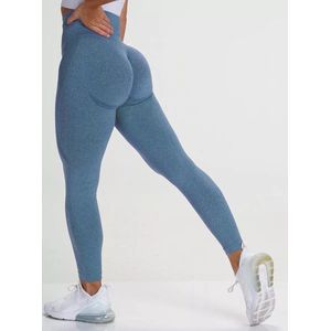 Sportchic - Sportlegging dames - High waist - Elastische band – Yoga legging - Squatproof - Anti-zweet - Sportbroek - Sportlegging dames High waist - Hardloopbroek - Shape legging - Sportlegging - Zonder Scrunch - Tiktok legging - Blauw - XS