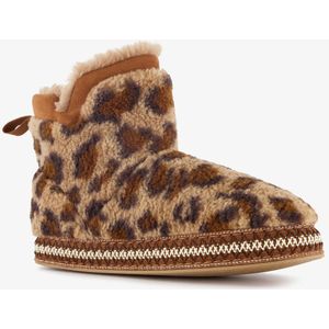 Thu!s gevoerde dames pantoffels met luipaardprint - Bruin - Sloffen - Maat 37