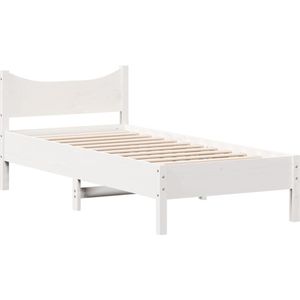 vidaXL - Bedframe - zonder - matras - massief - grenenhout - wit - 90x190 - cm