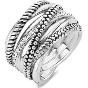 TI SENTO Dames Ring - 925 zilver - Zirconia wit - Maat 16.00 mm / maat 50 - 12066ZI