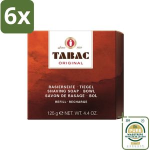 Tabac Original - Scheerzeep Navulling - Voor pot - 125 gr - Voordeelverpakking - 6 stuks - Scheerzeep pot - Tabac Original