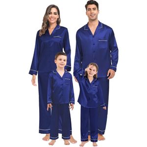 Familie Bijpassende Pyjama Set voor Volwassenen en Kinderen - Lange Mouwen en Lange Broek - Zijde Satijn Nachtkleding