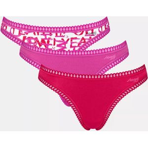 sloggi GO Crush String 3 pak Dames Onderbroek - Rose - Rood combinatie - Maat S