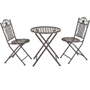 In And OutdoorMatch Bistroset Malla - Metalen Tuintafel - Met 2 Tuinstoelen - Groen - Stabiel Metaal - Weerbestendig