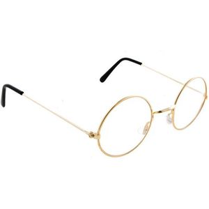 Opa/oma verkleed bril - rond - goud montuur - voor volwassenen - verkleedaccessoires