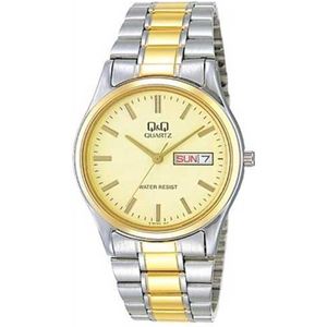 Q&Q heren horloge met Dag en Datum aanduiding goudkleurig/ zilverkleurig BB16-410Y
