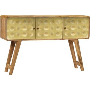 The Living Store Retro Dressoir - Massief Mangohout - 120 x 30 x 80 cm - Gouden Opdruk