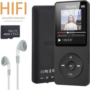 MP3-speler - 16 GB - Bluetooth 5.0 - FM-radio - e-book - variabele afspeelsnelheid - intelligente ruisonderdrukking