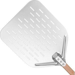 Pizzaschep pizzaschep roestvrij staal 40 x 30 cm 12 inch pizzaschep pizzaschep met groot oppervlak en afneembare handgreep (zilver)