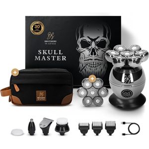 Scheerapparaat Mannen 8-in-1 - Skull Shaver Pro - Extra Scheerkop – Luxe Toilettas - Kaal Hoofd - Elektrisch Head Shaver - Brothers in Style