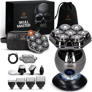 Scheerapparaat Mannen 8-in-1 - Skull Master Pro - Extra Scheerkop – Luxe Toilettas - Kaal Hoofd - Elektrisch Head Shaver - Brothers in Style