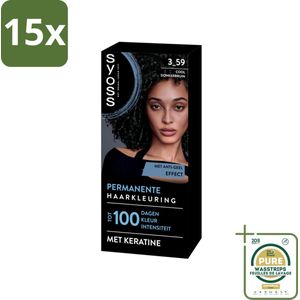 15 x SYOSS - Coloration 3-59 Cool Donkerbruin - Haarverf - Grijsdekking - Vermindert Haarbreuk - Grootverpakking - Haarverf - Grijsdekking - Donkerbruin - Keratine - Haarverzorging