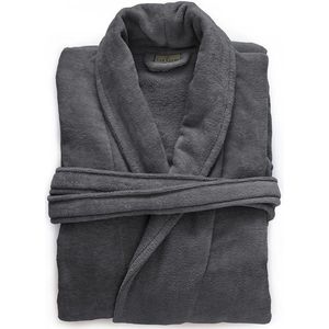 LINNICK Pure Badjas Velours - 100% Katoen - Dark Grey - Maat M - Badjas Dames - Badjas Heren