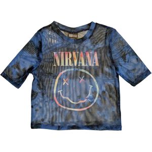 Nirvana - Pastel Happy Face Crop top - L - Blauw