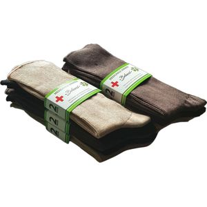 Belucci Katoenen Diabetes Sokken 12 Paar Bruin Assorti En Zwart Maat 35/38